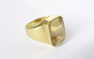 Pánský zlatý prsten s citrínem